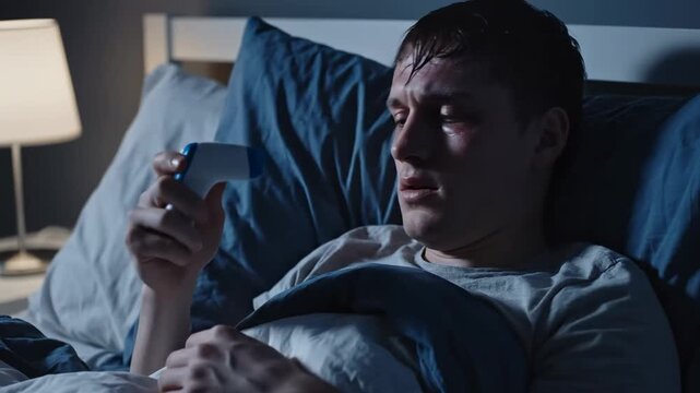 A Person In Bed Looks Dejected While Checking Their Temperature With A Thermometer