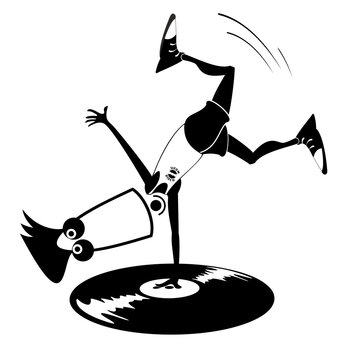 Male person and long playing record