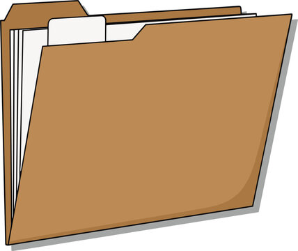 Manila File Folder Icon with White Papers Inside Representing Office Organization Document Storage and Administrative Management for Business and Digital Filing Systems