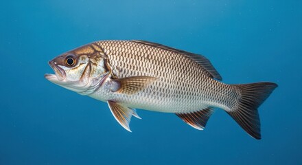 Fototapeta premium Fish swimming gracefully in clear blue water