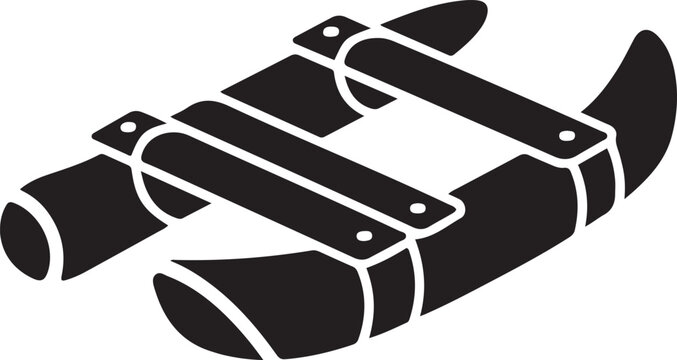 wood raft emblem, balck icon silhouette vector