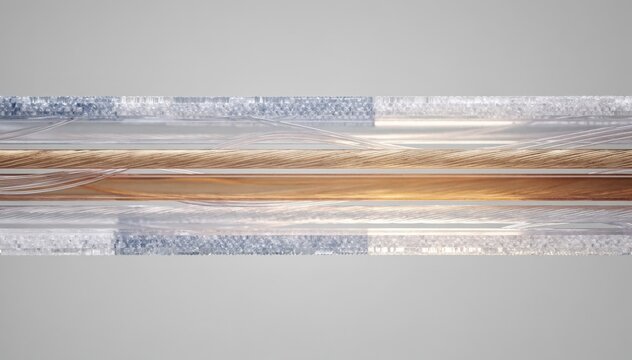 Medium shot showcasing sidebyside bicomponent fibers with two distinct polymer segments aligned lengthwise emphasizing their synergistic material properties for innovative fabric