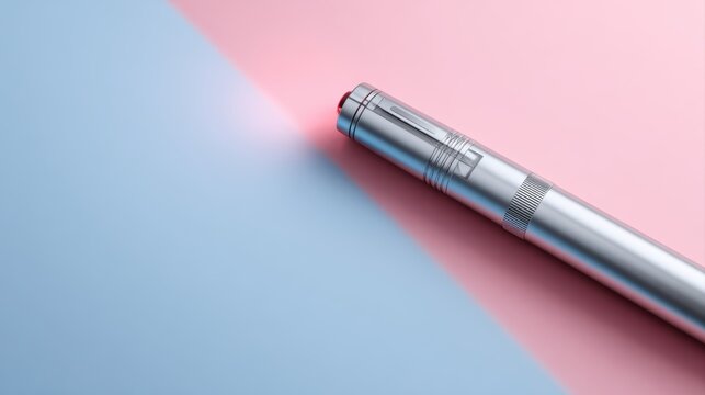 laser pointer pen mockup in diagonal light split, modern presentation tool, clean tech branding display