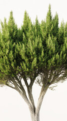 Naklejka premium A small tree planted in a pot sitting on a white surface, ideal for decoration or illustration vertical frame