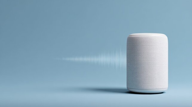 smart speaker mockup emitting sound waves, home tech branding, modern audio device concept