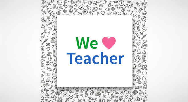 We love teacher message on paper with doodle background