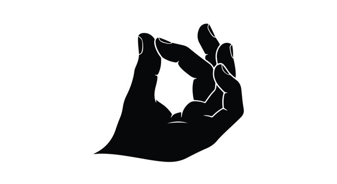 Hand Gesture Showing OK Sign Silhouette Icon Emoji Design