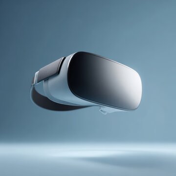 Blank VR headset mockup floating hologram interface, tech branding