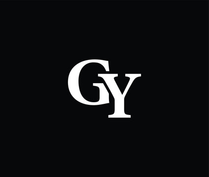 White letters Gy on dark background for logo or branding