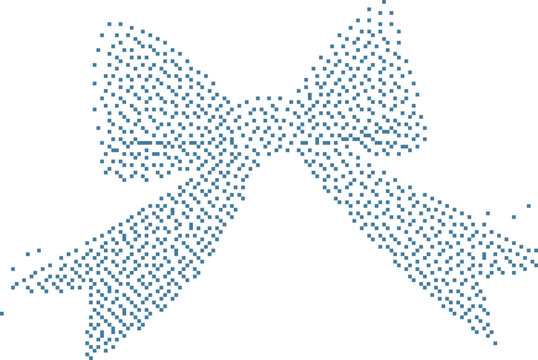 Delicate blue dotted bow with gentle gradient transition on white background