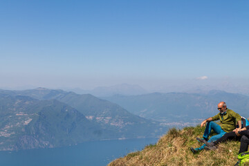 Fototapeta premium view of the top of punta almana iseo