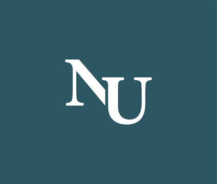 White letter NU on dark blue background for logo design