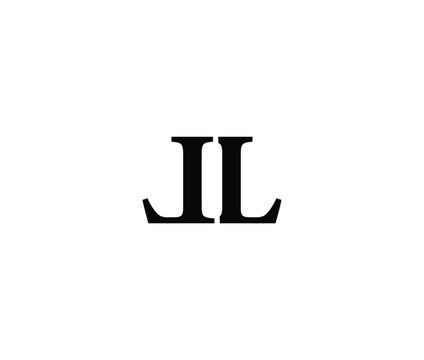 Two black capital letters J and L with a bracket underneath