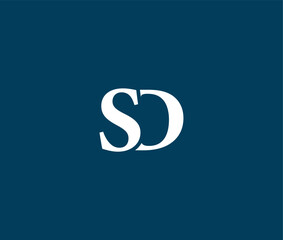 Fototapeta premium Modern minimalist logo with SD letters on dark blue background