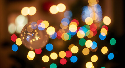 Obraz premium Blurred christmas tree lights a festive and dreamy bokeh effect