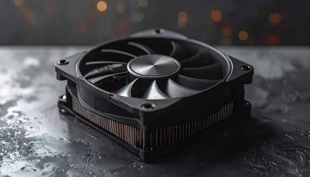 Computer GPU Cooling Fan Close-Up