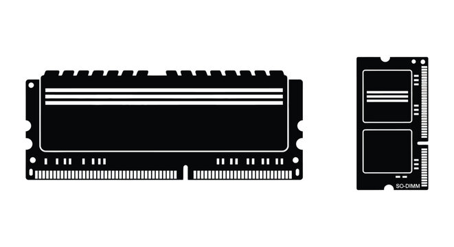 ram module and so dimm memory chip silhouette high quality professional detailed modern elegant stylish clean crisp vibrant colorful digital creative innovative