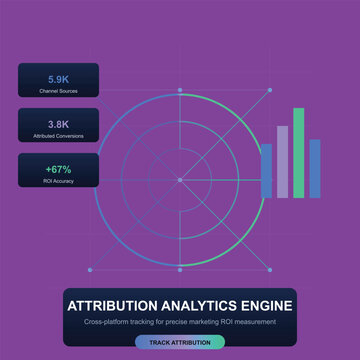 Infographic, attribution analytics engine, marketing metrics, cross-platform tracking