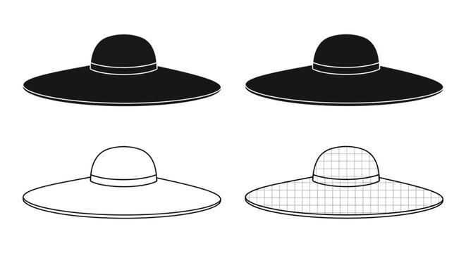 wide brimmed hat silhouettes in various styles silhouette high quality professional detailed modern elegant stylish clean crisp vibrant colorful digital creative innovative