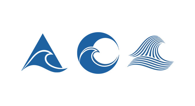 Blue wave logo design elements.