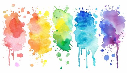 Fototapeta premium Bright and vibrant watercolor splashes showcasing a spectrum of colors for artistic and creative backgrounds