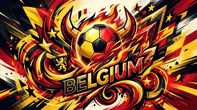Soccer ball illustration with Belgian flag colors, creating an artistic representation of the team, perfect for sports design.
