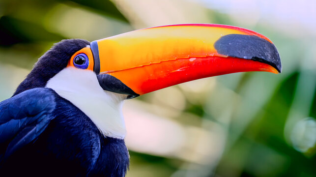 colorful Toco Toucan with its vibrant orange beak
