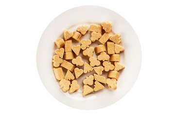 Fototapeta premium brown sugar cubed sugar refined sugar tasty snack fresh, tasty, gourmet food background rustic food on a table top view copy space
