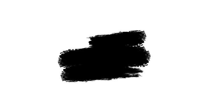 Hand drawn black ink brush stroke rectangle animation with curved edges and organic texture on white background