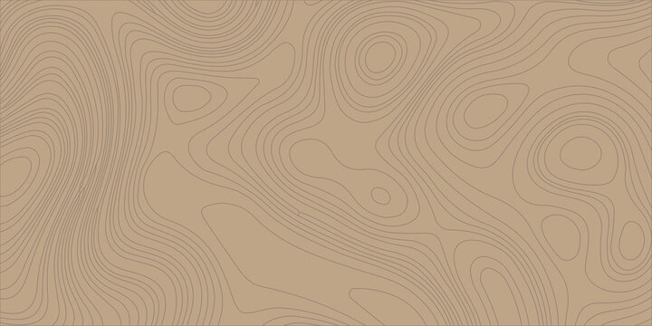 Brown Topographic Map Background with Contour Lines Texture, Seamless Abstract Geographic Vector Pattern for Design