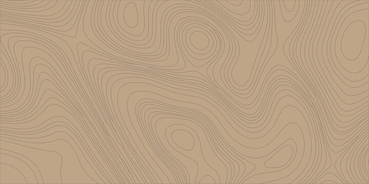 Brown Topographic Map Background with Contour Lines Texture, Seamless Abstract Geographic Vector Pattern for Design