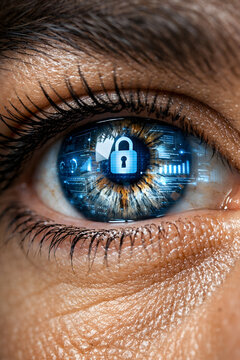Biometric security interface within a human eye