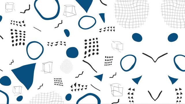 seamless geometric pattern with blue and white abstract shapes on textured paper background