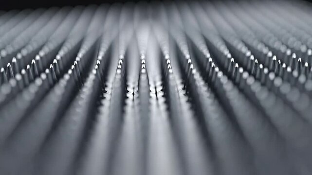 Microneedle array close-up with camera movement for clear observation of design and structure