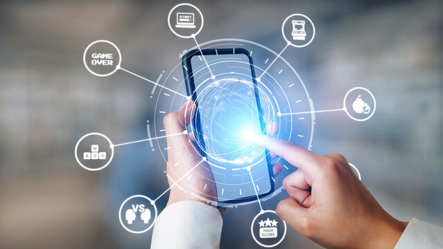 Gaming icons show online gaming, game streaming, and interactive play. Gaming supports esports, game community, and digital gaming experience. Gist