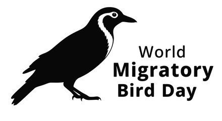 Fototapeta premium world migratory bird day logo with black bird silhouette high quality