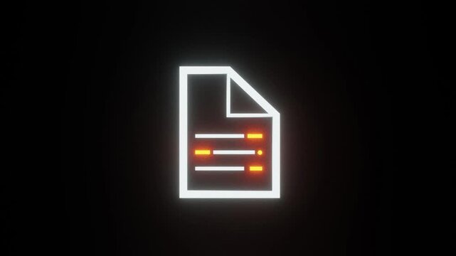 Neon Document File Icon Glowing Data Report Background