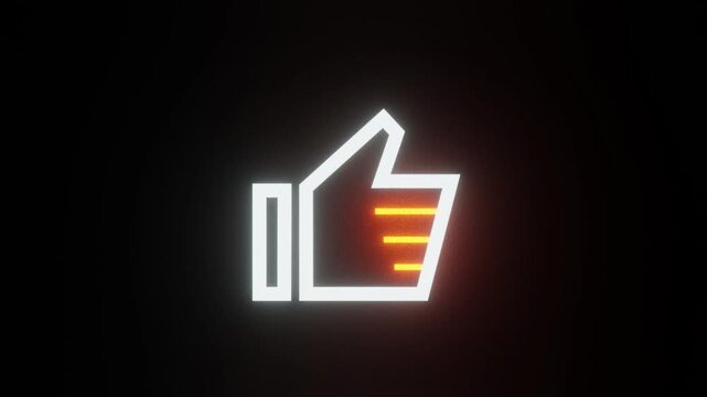 Neon Like Icon Glowing Thumbs Up Social Media Background