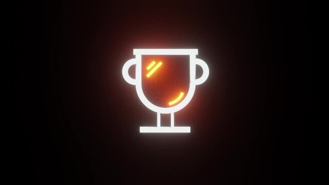Neon Trophy Icon Glowing Achievement Award Background