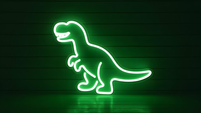 Cute t rex neon sign illustration dark background high resolution Picture