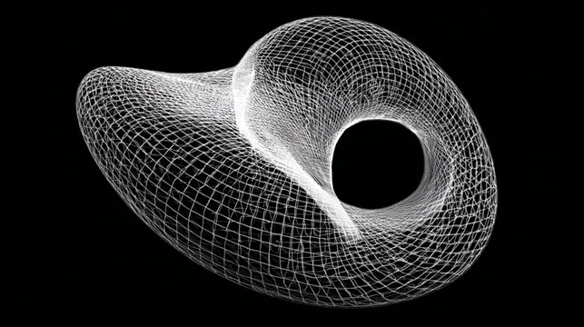 Wireframe Torus Model On Black Background For 3D Rendering And Mathematical Concepts