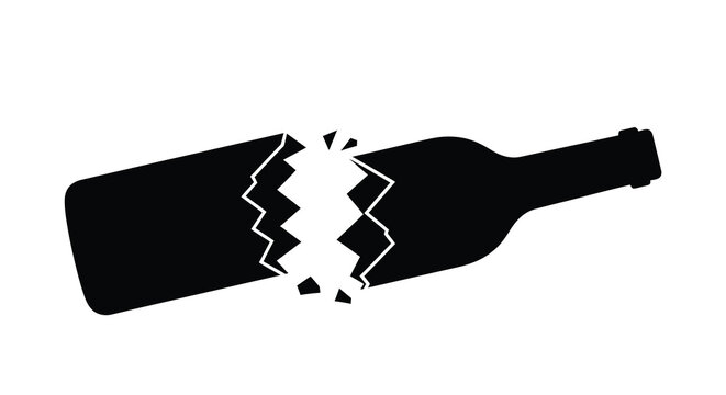 Broken bottle silhouette on a white background