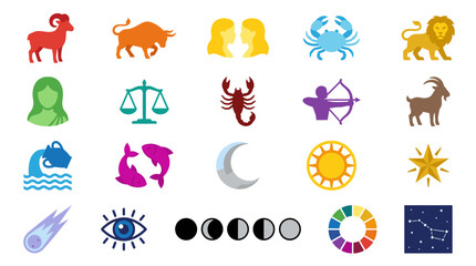 Obraz premium Vibrant Collection of Astrology Celestial and Mystic Symbols