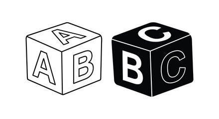 two alphabet blocks with letters a b c silhouette high quality professional detailed modern elegant stylish clean crisp vibrant colorful digital © GDMala02
