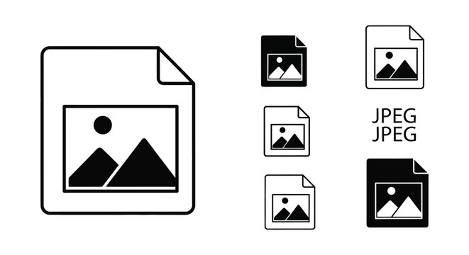 jpeg file icon set with mountain and sun silhouette high quality professional detailed modern elegant stylish clean crisp vibrant colorful digital