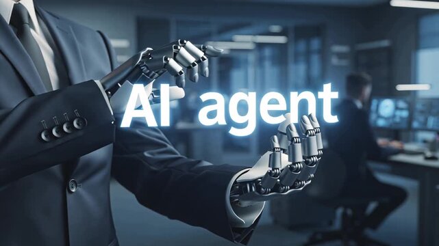 Robot hands in business attire Inscription AI Agent