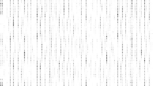 Dense vertical halftone dot streams with structured flow, abstract monochrome particle background for data visualization, technology, and modern design