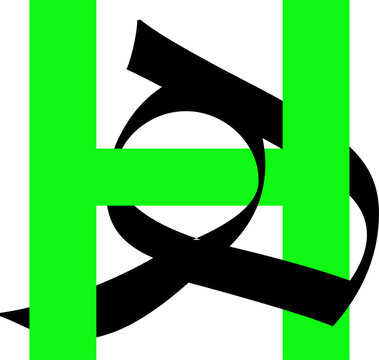 Arabic Calligraphy Letter H Monogram Logo Design