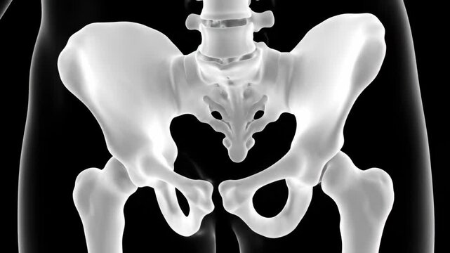 3D Human Pelvis Anatomy Visualization - Orbital View with Soft Glow