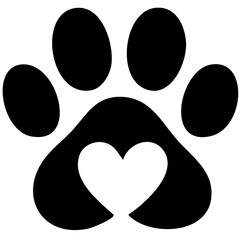 Fototapeta premium Dog paw print clip art design on plain white transparent isolated background for card, shirt, hoodie, sweatshirt, apparel, card, tag, mug, icon, poster or badge